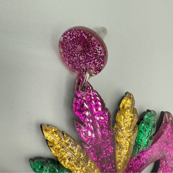 Vibrant Mardi Gras Cinco De Mayo Mask Shimmer Earrings - Picture 5 of 8